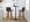 Tintori bar stool in Walnut Wood, Blue Fabric, Chrome Metal, featuring swivel and wood frame