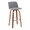 Tintori bar stool in Walnut Wood, Grey Fabric, Chrome Metal, product view, featuring swivel and wood frame