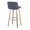 Toriano 30" Contemporary Fixed-Height Barstool with Swivel in Whitewashed Wood and Blue Fabric with Round Chrome Metal Footrest- Set of 2 — rear three-quarter view