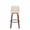 Tintori bar stool in Walnut Wood, Cream Noise Fabric, Black Metal, front view, featuring swivel and metal footrest
