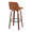 Tintori bar stool in Walnut Wood, Camel PU, Black Metal, back and side view, featuring swivel and wood frame
