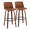 Toriano 30" Mid-Century Modern Fixed-Height Barstool with Swivel in Walnut Wood and Camel Faux Leather with Round Black Metal Footrest- Set of 2 — pair view