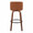 Toriano 30" Mid-Century Modern Fixed-Height Barstool with Swivel in Walnut Wood and Camel Faux Leather with Round Black Metal Footrest- Set of 2 — back view