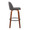 Toriano 30" Mid-Century Modern Fixed-Height Barstool with Swivel in Walnut Wood and Grey Faux Leather with Round Black Metal Footrest- Set of 2 — side view