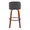 Toriano 30" Mid-Century Modern Fixed-Height Barstool with Swivel in Walnut Wood and Grey Faux Leather with Round Black Metal Footrest- Set of 2 — back view