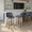 Toriano 30" Mid-Century Modern Fixed-Height Barstool with Swivel in Walnut Wood and Grey Faux Leather with Round Black Metal Footrest- Set of 2 — lifestyle photo 1