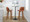 Tintori bar stool in Walnut Wood, Camel PU, Chrome Metal, featuring swivel and wood frame