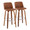 Tintori bar stool in Walnut Wood, Camel PU, Chrome Metal, coordinated set view, featuring swivel and wood frame