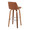 Tintori bar stool in Walnut Wood, Camel PU, Chrome Metal, back and side view, featuring swivel and wood frame