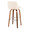 Toriano 30" Mid-Century Modern Fixed-Height Barstool with Swivel in Walnut Wood and Cream Faux Leather with Round Chrome Metal Footrest- Set of 2 — rear three-quarter view