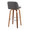 Tintori bar stool in Walnut Wood, Grey PU, Chrome Metal, back and side view, featuring swivel and wood frame