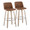 Tintori bar stool in Chrome Metal, Whitewashed Wood, Camel PU, coordinated set view, featuring swivel and wood frame