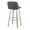 Toriano 30" Contemporary Fixed-Height Barstool with Swivel in Whitewashed Wood and Grey Faux Leather with Round Chrome Metal Footrest- Set of 2 — rear three-quarter view