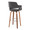 Vintage Flair bar stool in Walnut Wood, Chrome Metal, Charcoal Fabric, back and side view, featuring swivel and wood frame