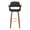 Vintage Flair 30" Mid-Century Modern Fixed-Height Barstool with Swivel in Walnut Wood and Charcoal Fabric with Round Chrome Metal Footrest- Set of 2 — front view