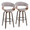 Vintage Mod bar stool in Black Metal, Walnut Wood, Stone Fabric, Walnut Glazed Wood, coordinated set view, featuring wood frame and metal footrest