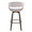 Vintage Mod 30" Mid-Century Modern Fixed-Height Barstool with Swivel in Walnut Glazed Wood and Stone Fabric with Walnut Wood Accents and Round Black Metal Footrest- Set of 2 — back view