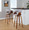 Vintage Mod bar stool in Walnut Wood, Stone Fabric, Chrome, featuring wood frame and metal footrest