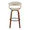 Vintage Mod bar stool in Walnut Wood, Black Metal, Cream Fabric, front view, featuring swivel and upholstered seat