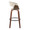 Vintage Mod 30" Mid-Century Modern Fixed-Height Barstool with Swivel in Walnut Wood and Cream Fabric with Round Black Metal Footrest- Set of 2 — side view