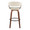 Vintage Mod 30" Mid-Century Modern Fixed-Height Barstool with Swivel in Walnut Wood and Cream Fabric with Round Black Metal Footrest- Set of 2 — back view