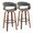 Vintage Mod bar stool in Walnut Wood, Black Metal, Light Grey Fabric, coordinated set view, featuring swivel and upholstered seat