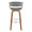 Vintage Mod 30" Mid-Century Modern Fixed-Height Barstool with Swivel in Walnut Wood and Light Grey Fabric with Round Chrome Metal Footrest- Set of 2 — back view