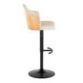 Ahoy table in Black Metal, Natural Bamboo, Cream PU, side view, featuring swivel and adjustable height