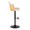 Ahoy Contemporary Adjustable Barstool with Swivel in Black Metal, Natural Bamboo Wood and Cream Faux Leather with Rounded T Footrest- Set of 2 — side view
