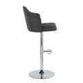 Ahoy table in Chrome Metal, Charcoal Fabric, side view, featuring swivel and adjustable height