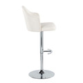 Ahoy table in Chrome Metal, Cream Fabric, side view, featuring swivel and adjustable height