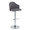 Ahoy Contemporary Adjustable Barstool with Swivel in Chrome Metal and Grey Fabric with Rounded T Footrest- Set of 2 — product view