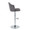 Ahoy Contemporary Adjustable Barstool with Swivel in Chrome Metal and Grey Fabric with Rounded T Footrest- Set of 2 — side view