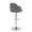 Ahoy Contemporary Adjustable Barstool with Swivel in Chrome Metal and Grey Fabric with Rounded T Footrest- Set of 2 — rear three-quarter view