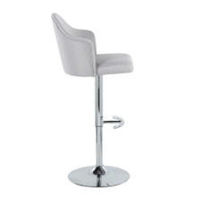Ahoy table in Chrome Metal, Light Grey Fabric, side view, featuring swivel and adjustable height