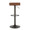 Ale Industrial Adjustable Height Barstool with Swivel in Antique Metal and Brown Faux Leather with Oval Footrest- Set of 2 — back view