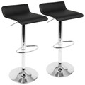 Ale Contemporary Adjustable Height Barstool with Swivel in Chrome Metal and Black Pvc with Oval Footrest- Set of 2 — pair view