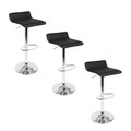 Ale Contemporary Adjustable Barstool with Swivel in Chrome Metal and Black Pvc with Oval Footrest- Set of 3 — pair view