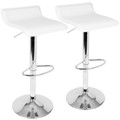 Ale Contemporary Adjustable Height Barstool with Swivel in Chrome Metal and White Pvc with Oval Footrest- Set of 2 — pair view