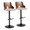 Ariana Mid-Century Modern Adjustable Barstool Stool with Swivel in Black Metal, Walnut Wood and Beige Fabric with Rounded "t" Footrest- Set of 2 — pair view