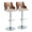Ariana Mid-Century Modern Adjustable Barstool Stool with Swivel in Chrome Metal, Walnut Wood and Beige Fabric with Rounded "t" Footrest- Set of 2 — pair view