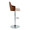 Ariana Mid-Century Modern Adjustable Barstool Stool with Swivel in Chrome Metal, Walnut Wood and Beige Fabric with Rounded "t" Footrest- Set of 2 — side view