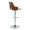 Ariana Mid-Century Modern Adjustable Barstool Stool with Swivel in Chrome Metal, Walnut Wood and Beige Fabric with Rounded "t" Footrest- Set of 2 — rear three-quarter view