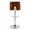 Ariana Mid-Century Modern Adjustable Barstool Stool with Swivel in Chrome Metal, Walnut Wood and Beige Fabric with Rounded "t" Footrest- Set of 2 — back view