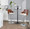 Ariana Mid-Century Modern Adjustable Barstool Stool with Swivel in Chrome Metal, Walnut Wood and Beige Fabric with Rounded "t" Footrest- Set of 2 — lifestyle photo 3