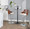 Ariana Mid-Century Modern Adjustable Barstool Stool with Swivel in Chrome Metal, Walnut Wood and Beige Fabric with Rounded "t" Footrest- Set of 2 — lifestyle photo 4