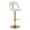 Ava Upholstered Contemporary Adjustable Barstool in Gold Metal and Snow White Fabric with Rounded T Footrest- Set of 2 — product view