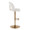Ava Upholstered Contemporary Adjustable Barstool in Gold Metal and Snow White Fabric with Rounded T Footrest- Set of 2 — side view