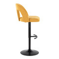 Ava table in Black Metal, Yellow Fabric, side view, featuring swivel and adjustable height