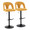Ava Upholstered Contemporary Adjustable Barstool in Black Metal and Yellow Fabric with Rounded T Footrest- Set of 2 — pair view